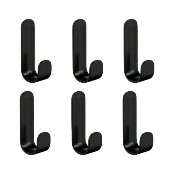 Strong Adhesive and No-Drill Installation Wall Hooks - Black - 6 Pack