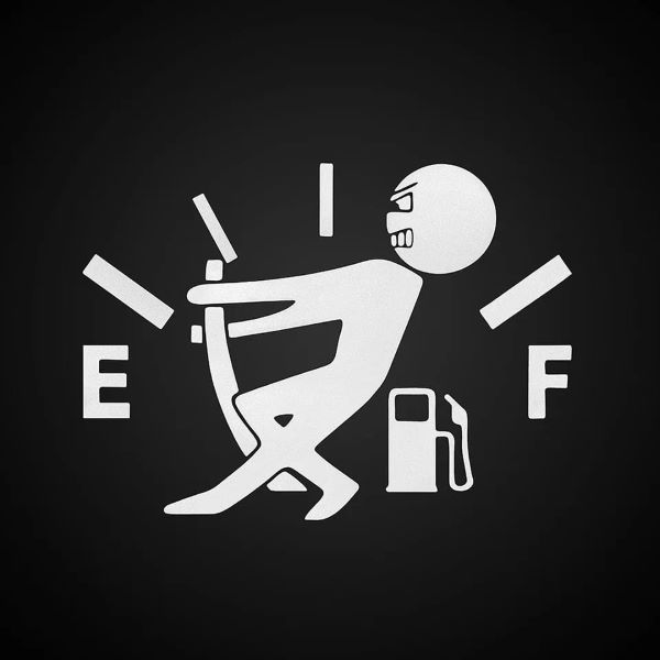 Car Funny Fuel/Petrol Vinyl Sticker White