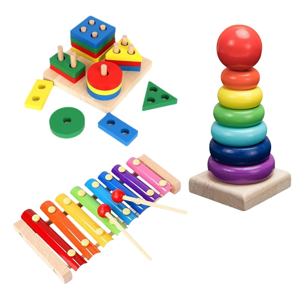 3-in-1 Montessori KidsToy Set for Toddlers Building Blocks.MTX11