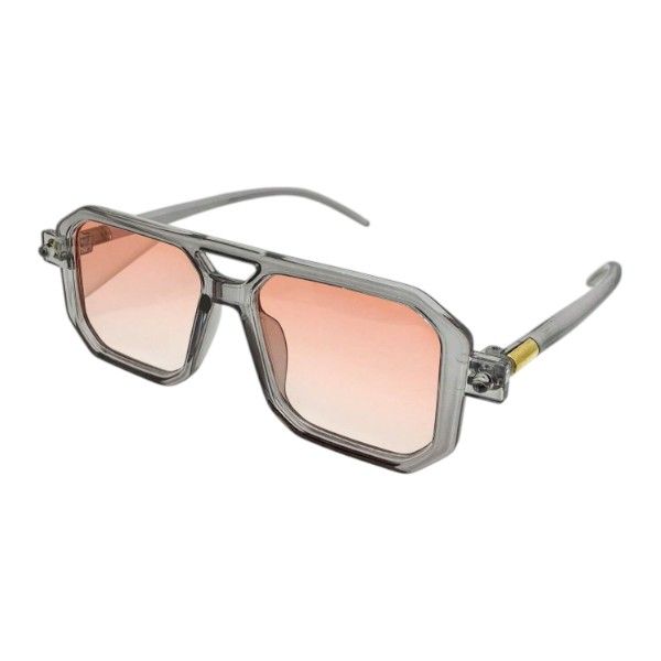 Retro Oversized Square Sunglasses With Rose Pink Gradient Lenses - Gray