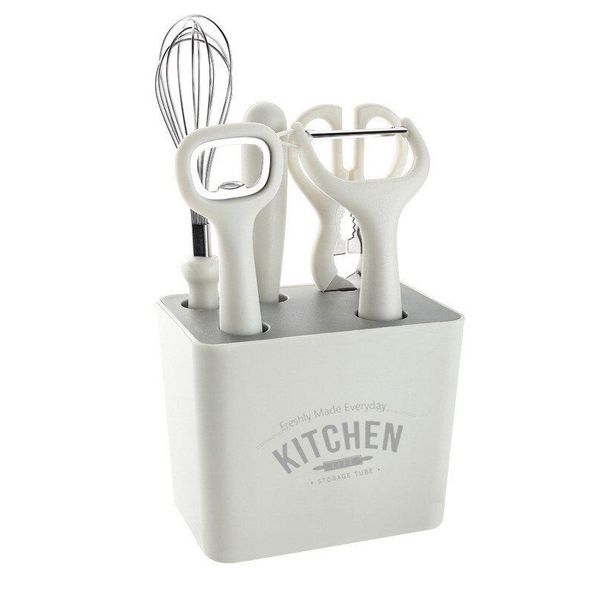 Compact Kitchen Fruit Knife Utensil Set with Storage Holder - 6 Piece