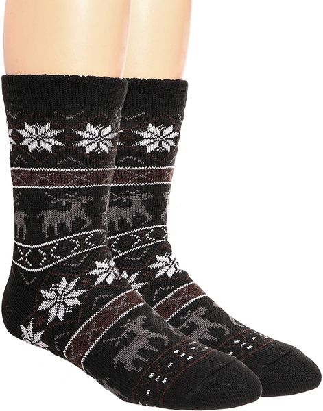 Warm Winter Slipper Socks with Rubber Bottom - Black