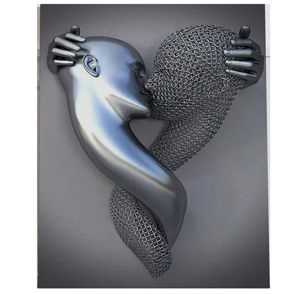 Brown, Grey Cotton Canvas cm Love Wall Art Couple Canvas