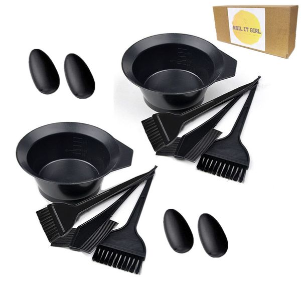 2 x Hair Coloring Brush Kit and Bowl Mixing Set Hairdresser Dye Mixing Bowl
