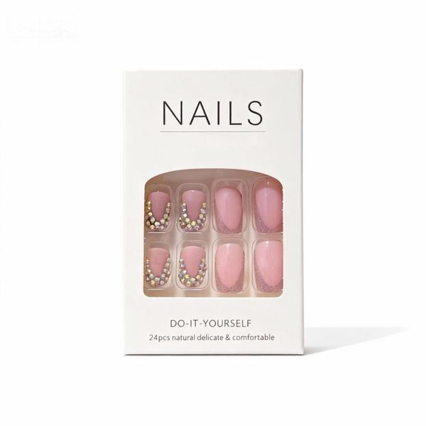 Press On Nails French Tip Rhinestone Stacking Clear