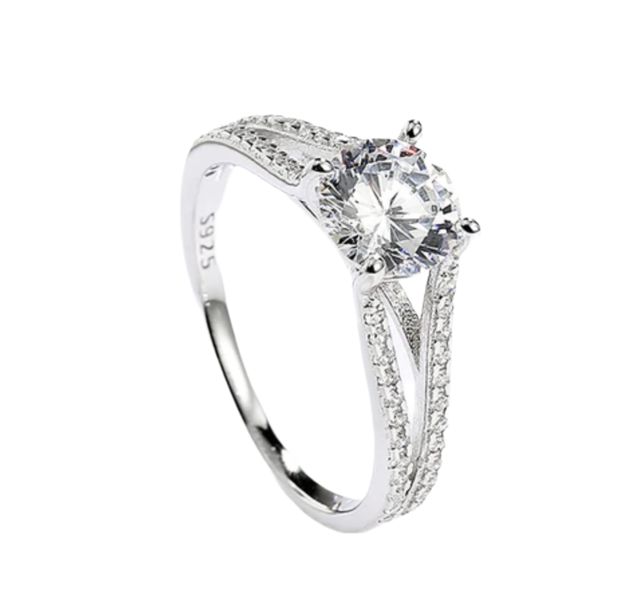 Radha Jewellery - Sterling Silver Genuine 925 Cubic Zircon Wedding - Engagement - Gift Ring R2