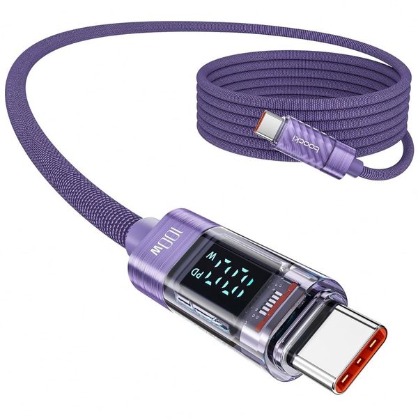 100W USB C Cable, Type C PD 5A Fast Charging USB C Cable with LED Display