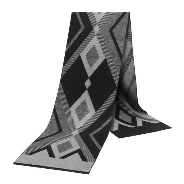 Winter Fashion Casual Warmth Thickened Rhombus Pattern Men's Scarf