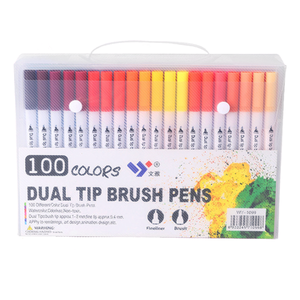 Dual Tip Brush Marker and Fineliner Pen Set of 100
