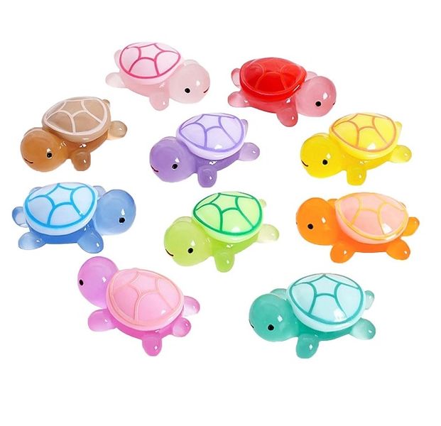 10 pieces Luminous Mini Turtles Resin Figures Aquarium Ornaments