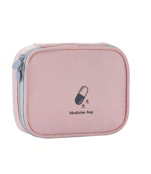 Portable Travel Medicine Storage Bag With Double Zipper - Pink