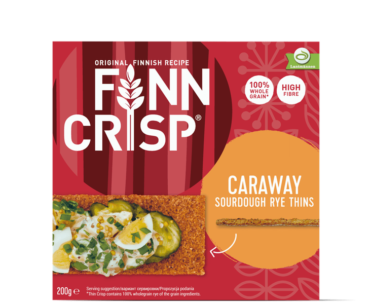 Finn Crisp Caraway Sourdough Rye Thins 200g (Box of 18)