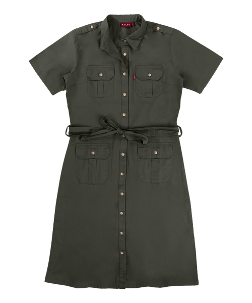 Salty - Women's Gambella Short Sleeve Bush Dress - Fatigue