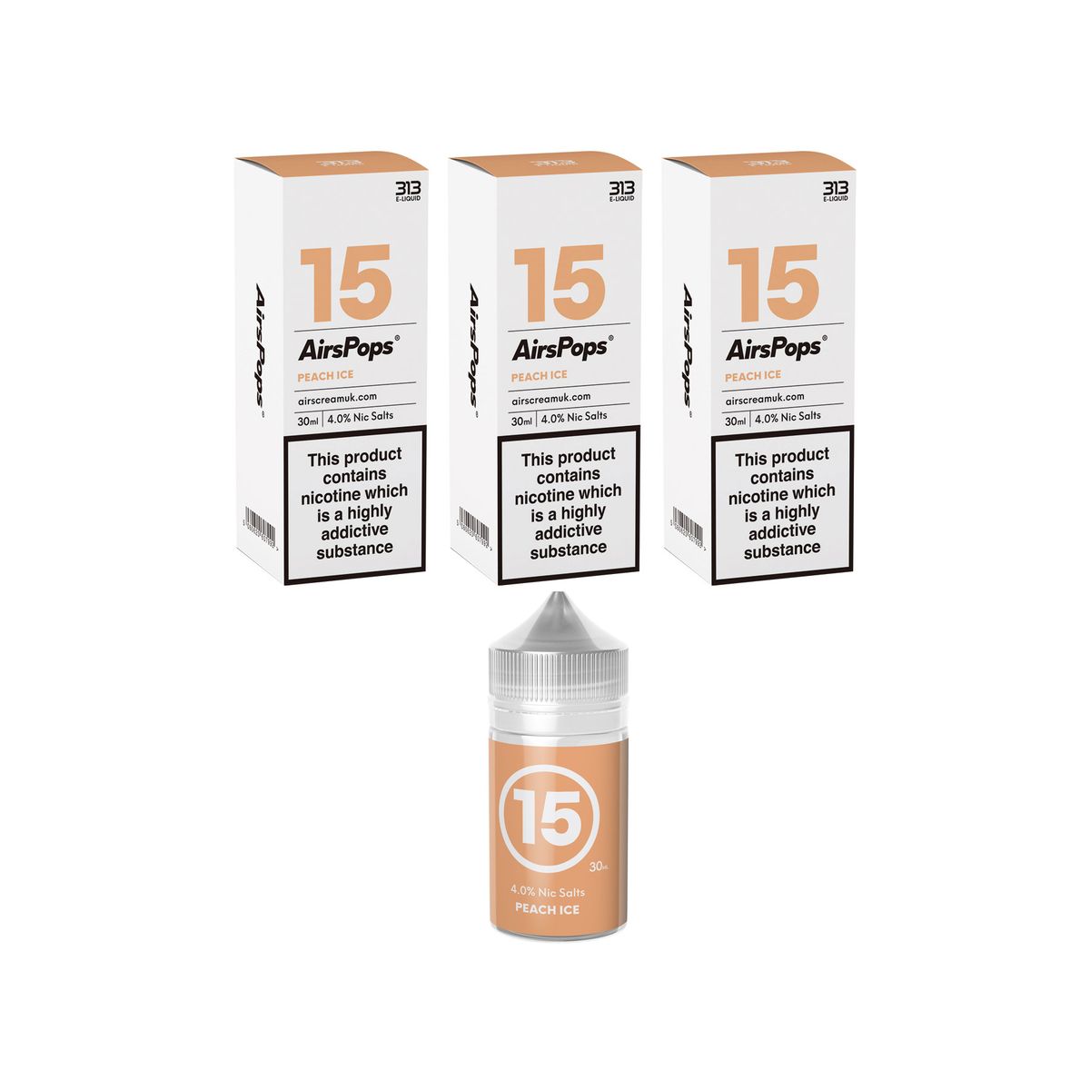 Airscream 3 Pack ELiquids Peach Ice 30ml 4 Nic Salts Shop