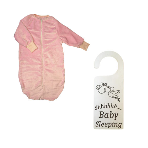 Mongolian Fleece Baby Sleeping Bag -Pink- 'Shh Baby Sleeping' Board