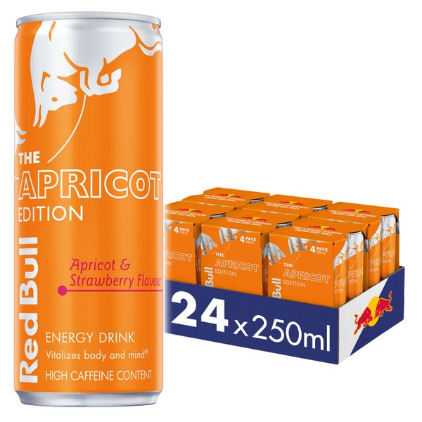 Red Bull Energy Drink Apricot Edition: Apricot &amp; Strawberry 250ml 24 case