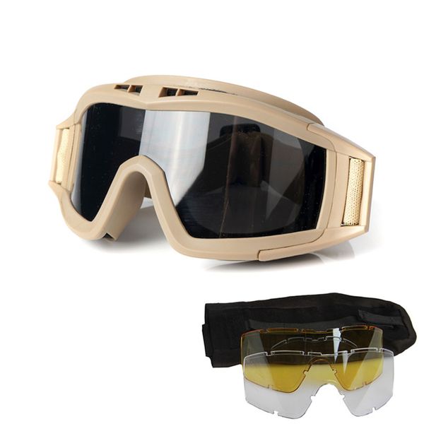 Tactical Goggles - Anti-Fog 3-Lens Set for Sun, Dust, and Wind Protection