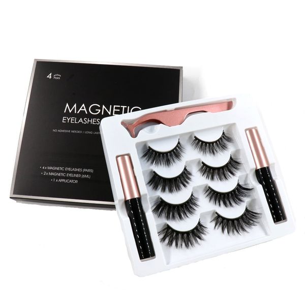 5D Magnetic Eyelashes &amp; Eyeliner - 4 Sets