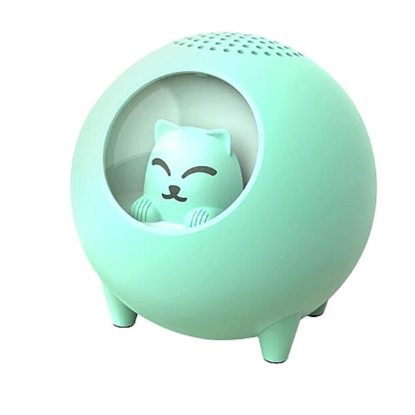 Wireless Bluetooth Cute Cat Speaker w/ LED Lights - Mint Green