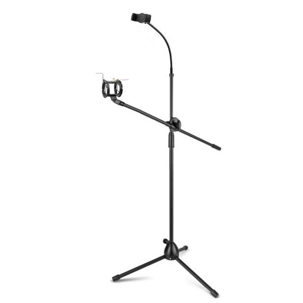 75-150cm Microphone Stand Folding Adjustable Mic Boom Tripod Phone Holder