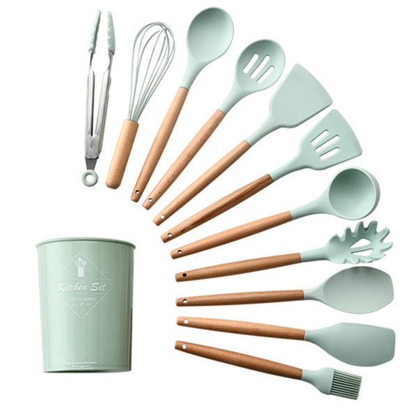Kitchen Utensils - Set of 12 Non-Stick Silicone Utensils - Includes Holder