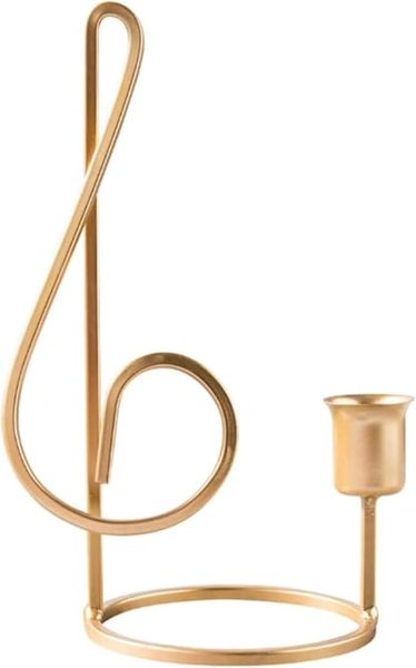 Candle Holder Gold for Candlestick Iron Metal Single Musical Note Fireplace