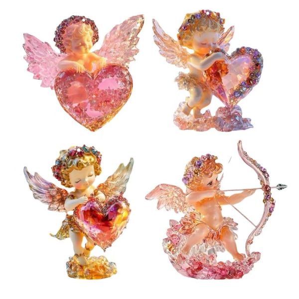 4 Piece 2D Angel Acrylic Hanging Rearview Window Key Charms for Christmas Gift