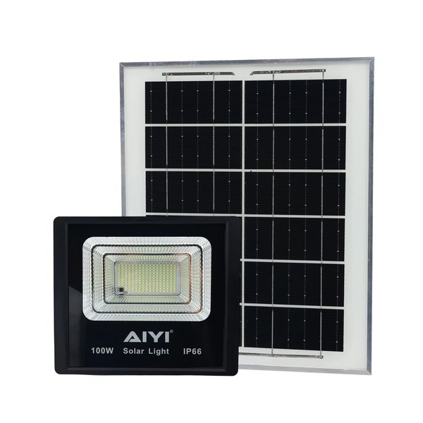 AIYI 100W Solar Flood Light with Remote AY399-029