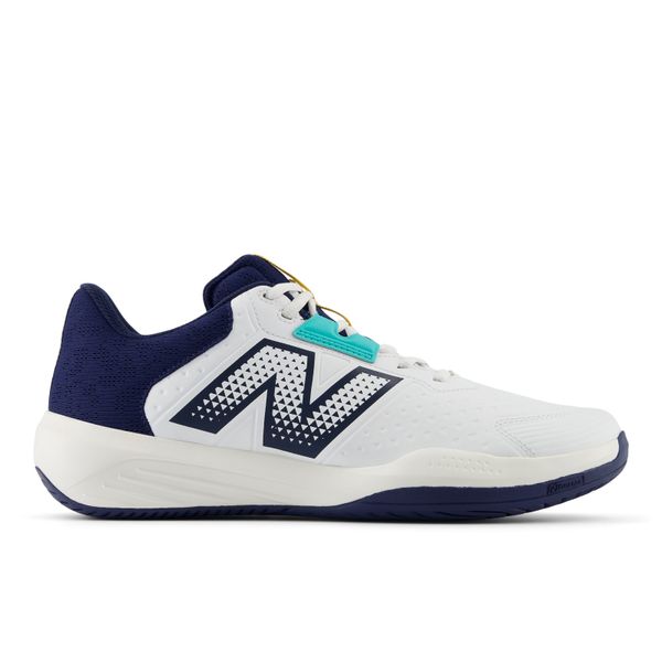 New Balance Men's 696 v6 Court Shoes - White/NB Navy/Cyber Jade
