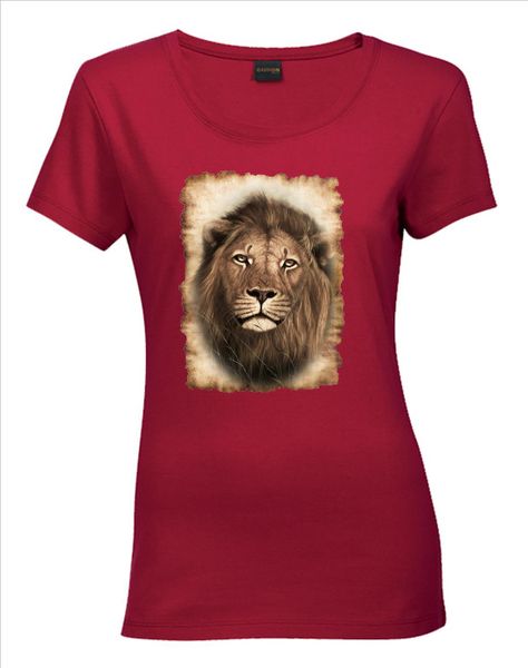 Ithambo African Wildlife Lion Head Print Ladies Scoop Neck