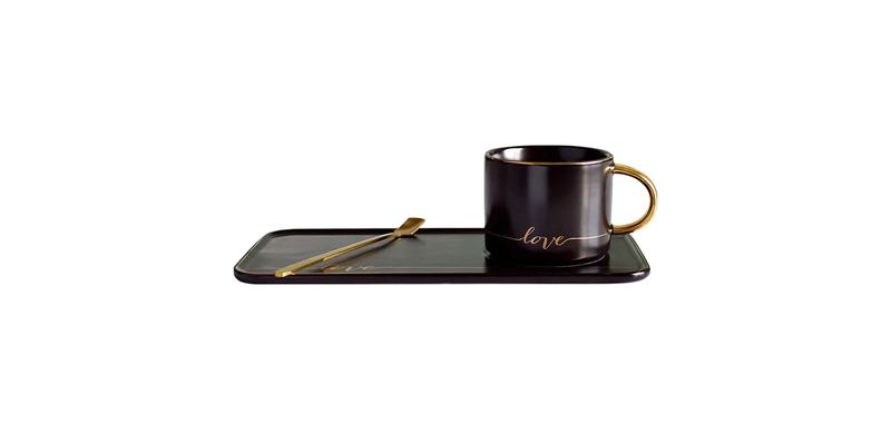 Luxury Black Ceramic Coffee Cup With Saucer And image