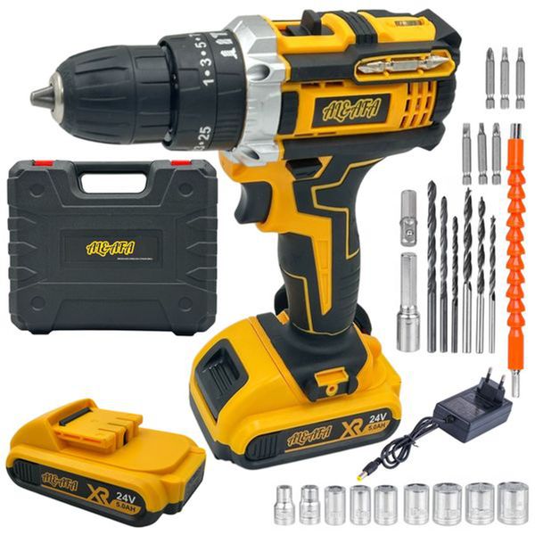 Al&amp;Afa Wireless Impact Drill Set With 2 x Batteries, Sockets, Bits &amp; Case
