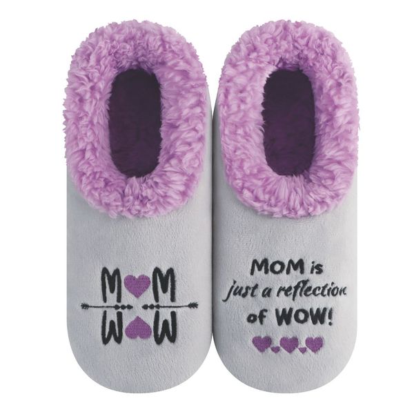 Snoozies Womens Fleece Slippers Mom is Reflection of WOW-Soft Non-Skid Sole
