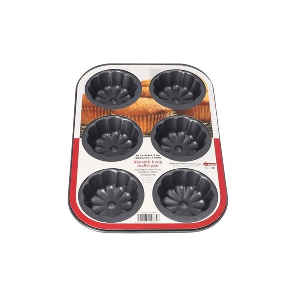 Dream World Non-stick Steel Mold Muffin Cake Baking Tray - 6 Cup