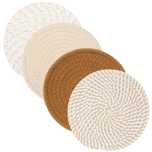 4 Pieces of Versatile Table Woven Trivet Round Placemats Set