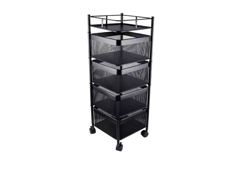 Multi-Layer Kitchen Fruit Veg Rolling Basket with Wheel 4 Tier Storage Rack