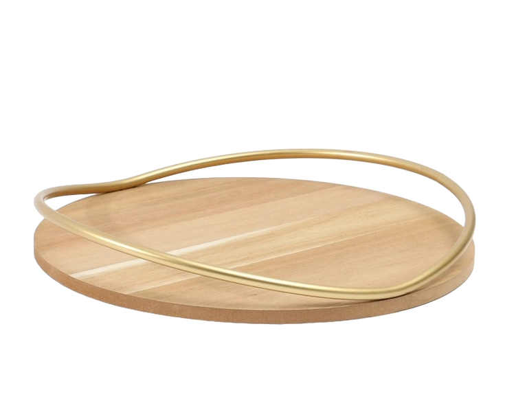 Rhaenys Abstract Serving Tray with Gold Curved Handles