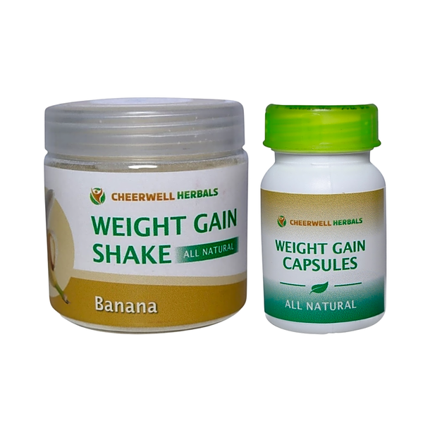 Cheerwell Herbals Weight Gain Shake Banana with Weight Gain Capsules Combo