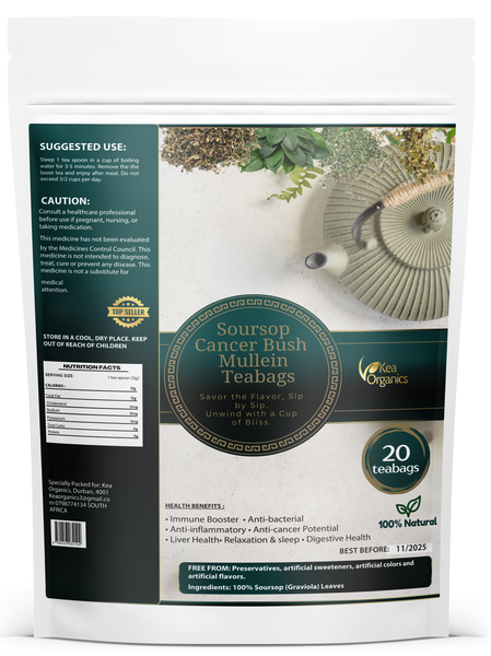 Kea Organics - Soursop Leaves, Cancer Bush, Mullein - 20 Tea Bags