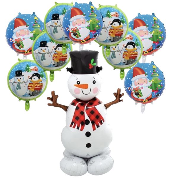 Adorable Christmas Snowman Balloon Set with 10 Festive Foil Balloons
