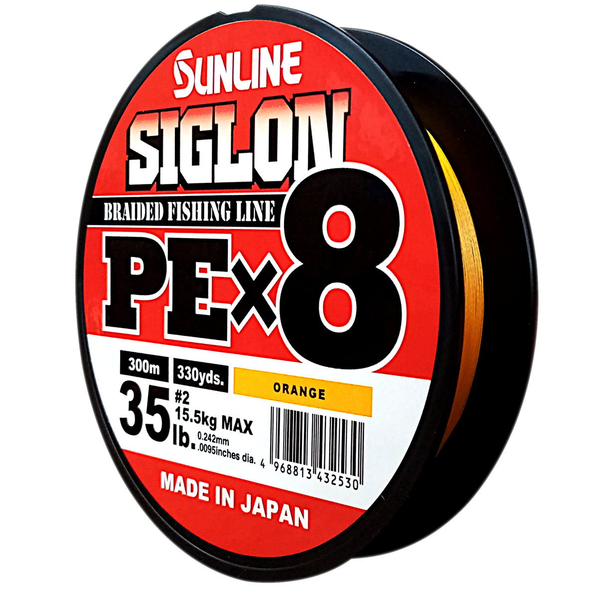 Siglon PE Braid Fishing Line X8 15.5KG/35Lb .242MM Colour Orange 300m Spool, Shop Today. Get it Tomorrow!
