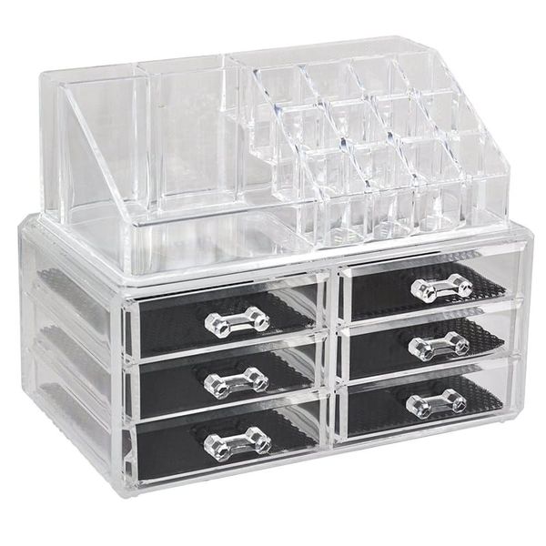 6-Drawer 3-Tier Layers Clear Acrylic Cosmetic Rack Organizer