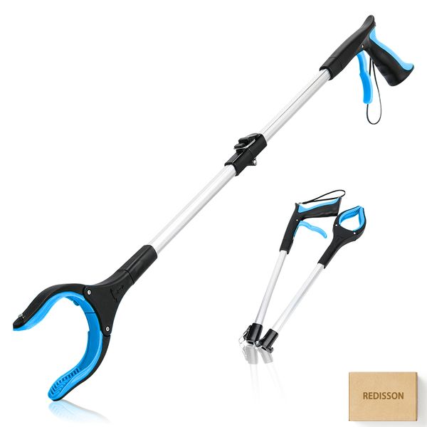 Foldable Reacher Grabber Trash Picker Claw with 360 Rotating Jaw &amp; Magnet