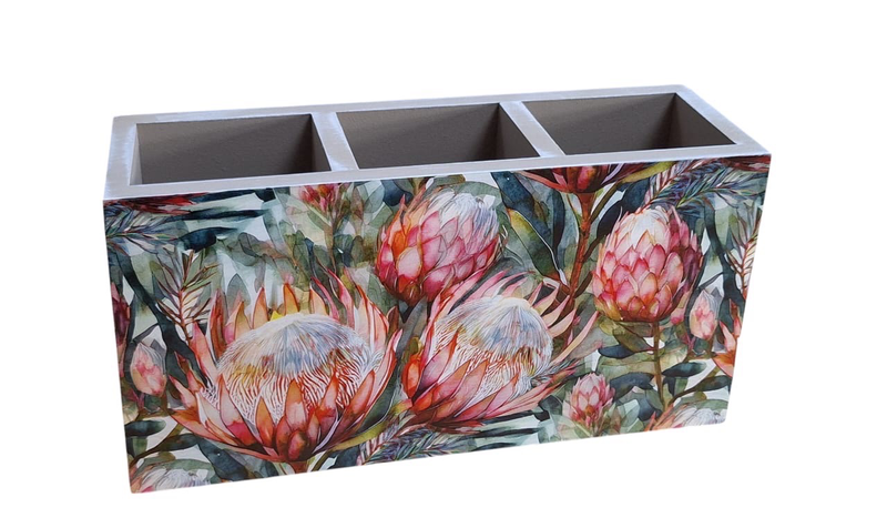 Cutlery/Stationary Holder - Giant King Proteas Blooming