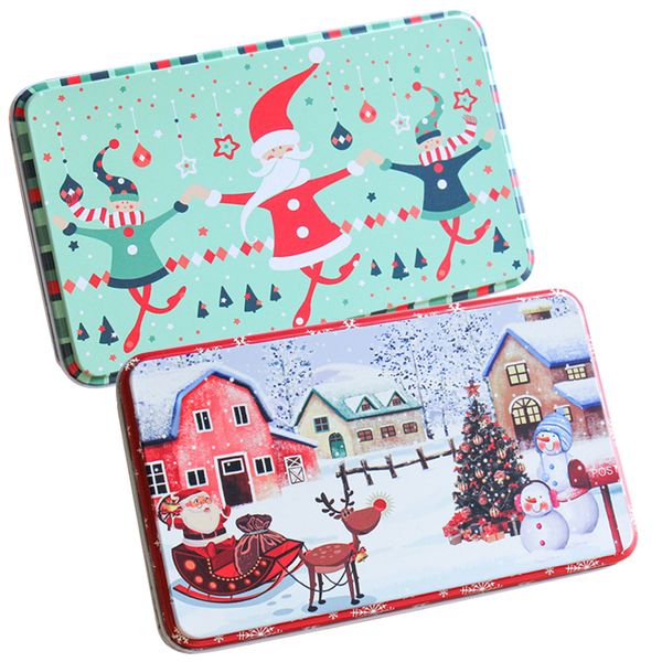 Home Decor 2pcs Festive Christmas Candy Cookie Storage Tin (19x11.5x5.3cm)