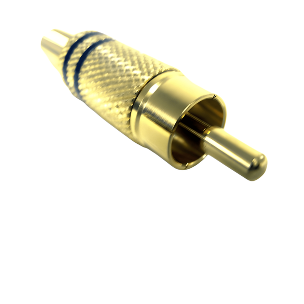 MR568G Inline RCA Plug Gold-Plated Metal with Sleeve &amp; Indicator Ring