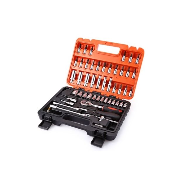 53 Piece Ratchet Socket Wrench Set 1/4" DR