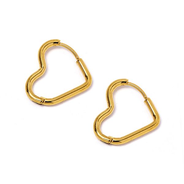 Steel My Heart Waterproof Gold Heart Hoop Stainless Steel Earrings