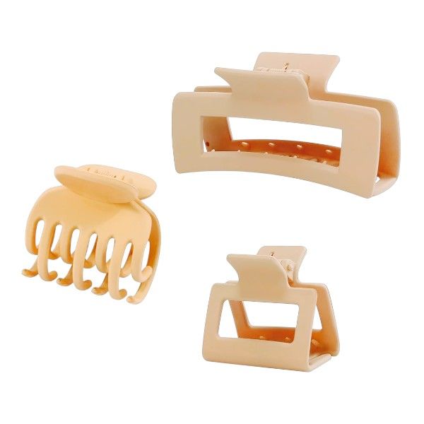 3-Piece Matte Neutral Hair Claw Clips - Cream