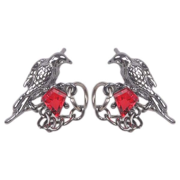 Gothic Crow Studs Earrings Dark Style Alloy Allergy